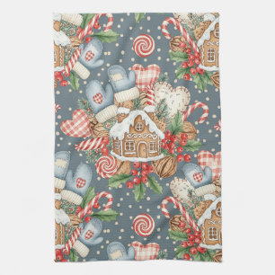 Winter-Gingerbread-Häuschen - Handschuhe Geschirrtuch