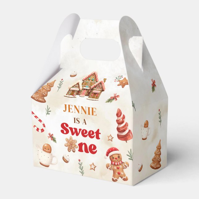Winter Gingerbrot Haus Weihnachten 1. Geburtstag Geschenkschachtel (Vorderseite)