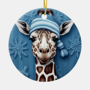 Winter Giraffe Snowflake Ornament