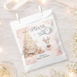 Winter Girl Deer Pink Baby Dusche Beutel Geschenktütchen
