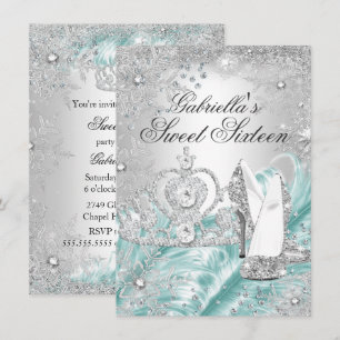 Winter Glanz Schneeflocke Blau Sweet 16 Einladung