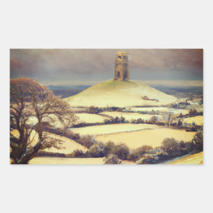 Winter Glastonbury Tor  Rechteckiger Aufkleber