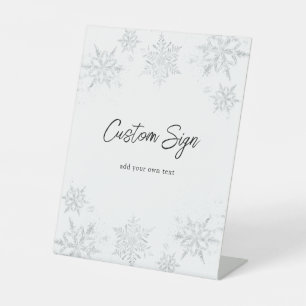 Winter Glittery Snowflake Custom Text Pedestal Sig Sockelschild