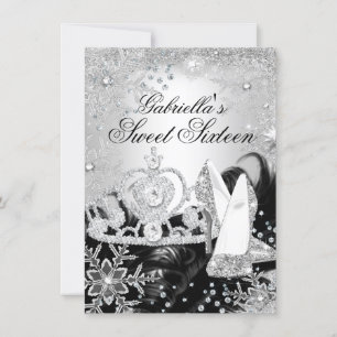 Winter Glitzer-Schneeflocke Silber Süße 16 Einladu Einladung