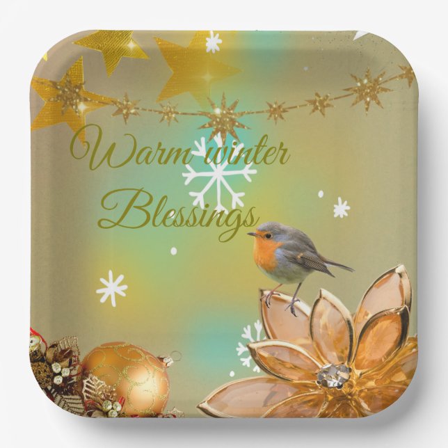 Winter-Glückwunsch-Papierteller  Pappteller (Vorderseite)