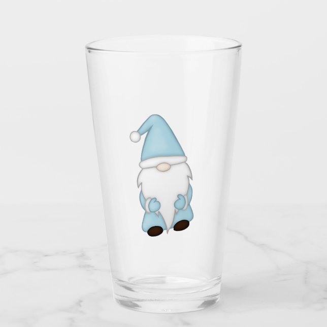 Winter-Gnom-Bierglas Glas (Vorderseite)