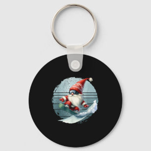 Winter-Gnom-Weihnachtsmann mit Skibrille Retro-Sch Schlüsselanhänger
