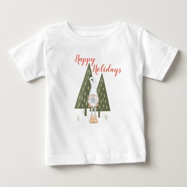 Winter Gnome Happy Holidays Matching Baby T-shirt (Vorderseite)