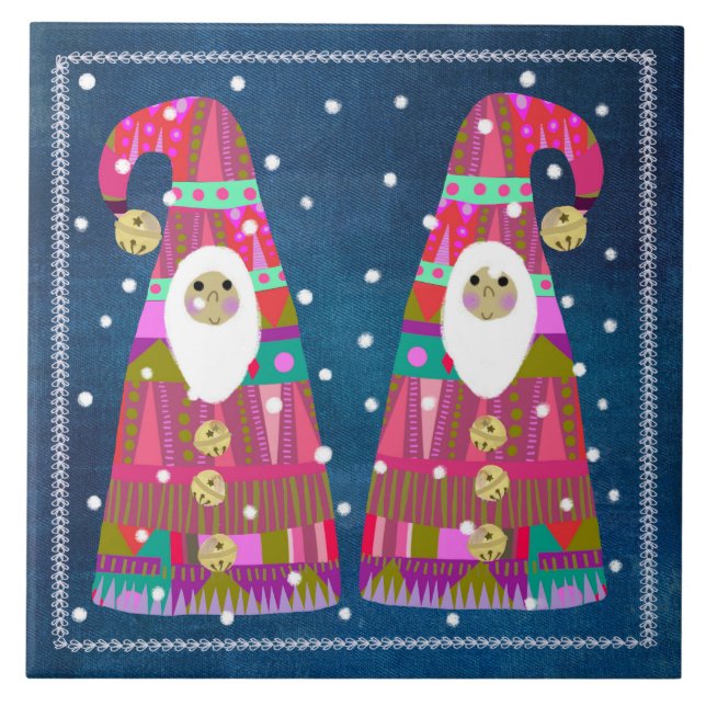 Winter Gnomes Trivet Fliese (Vorderseite)