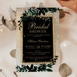 Winter gold typography leaf snow bridal shower einladung<br><div class="desc">a modern,  chic and elegant gold typography Floral green watercolor Christmas winter bridal shower party invitation with hand painted green watercolor leaf foliage on a chic yellow gold gradient with white snow and snowflakes. Perfect for Christmas</div>