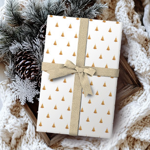 Winter Gold und weiße Weihnachtsbaume Urlaub Geschenkpapier