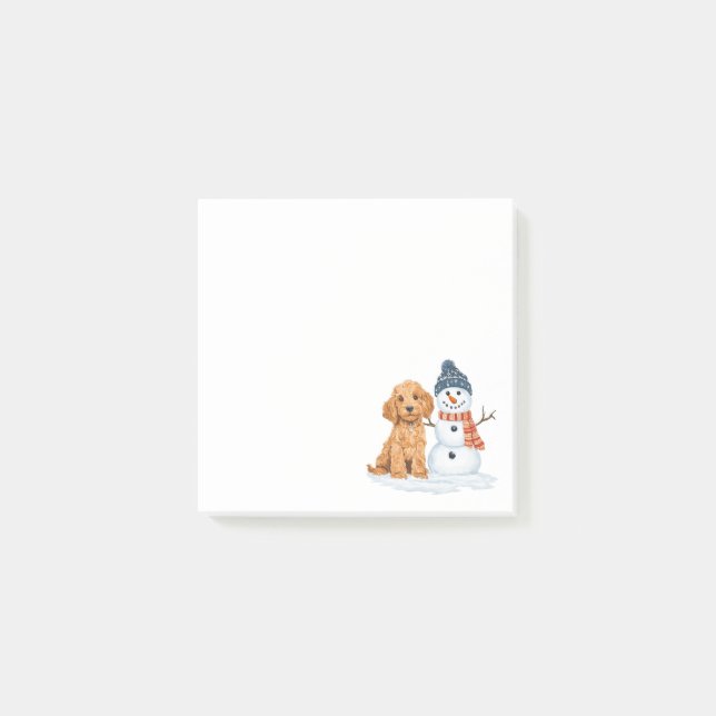 Winter Goldendoodle Dog Cute Snowman Post-it Klebezettel (Vorderseite)