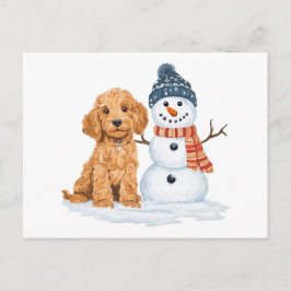 Winter Goldendoodle Dog Cute Snowman Postkarte
