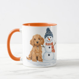 Winter Goldendoodle Dog Cute Snowman Tasse