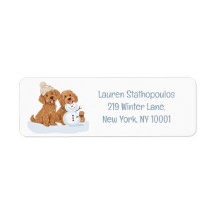 Winter Goldendoodle Hund Süßer Schneemann