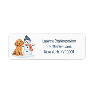 Winter Goldendoodle Hund Süßer Schneemann