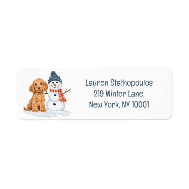 Winter Goldendoodle Hund Süßer Schneemann (Vorne)