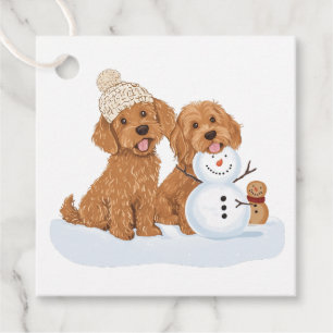 Winter Goldendoodle Hund Süßer Schneemann Geschenkanhänger