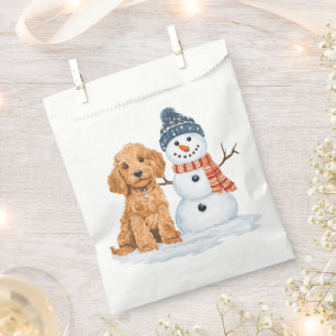 Winter Goldendoodle Hund süßer Schneemann Geschenktütchen