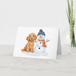 Winter Goldendoodle Hund süßer Schneemann Karte