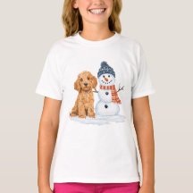 Winter Goldendoodle Hund Süßer Schneemann