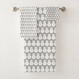 Winter-Grau-Schneemänner Badhandtuch Set