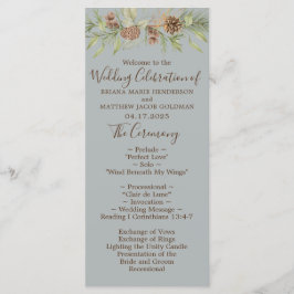 Winter Gray Elegant Script Wedding Programm