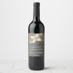 Winter Gray Elegant Script Wedding Weinetikett