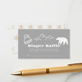 Winter Gray Hand-Drawn Baby Diaper Raffle Ticket Begleitkarte