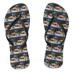 Winter Great Dane Caravan Weihnachtsabenteuer Flip Flops