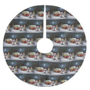 Winter Great Dane Caravan Weihnachtsabenteuer Polyester Weihnachtsbaumdecke