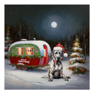 Winter Great Dane Caravan Weihnachtsabenteuer Poster