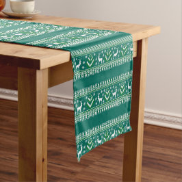 Winter Green und White Christmas Fair Isle Kurzer Tischläufer