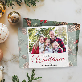 Winter Greener Frohe Weihnachtsfamilie Foto Feiertagskarte