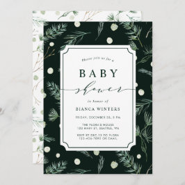 Winter Greenery Baby Shower Einladung