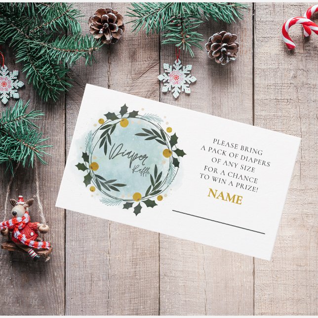 Winter Greenery Babydusche Windelwanne Begleitkarte (Von Creator hochgeladen)