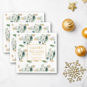 Winter Greenery Bible Verse Religiöse Weihnachten Serviette