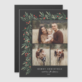 Winter Greenery Black 3 Foto Weihnachten Magnetkarte