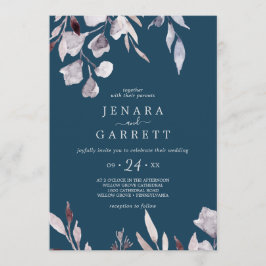 Winter Greenery | Blaue Lässige Hochzeit Einladung