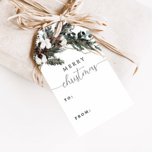 Winter Greenery Bouquet Weihnachtsgeschenk Tags Geschenkanhänger
