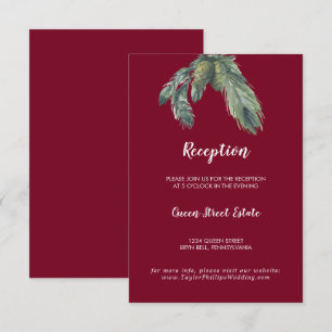 Winter Greenery Burgundy Hochzeitsempfang Begleitkarte