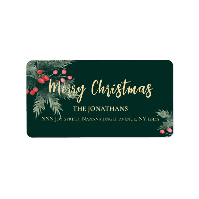 Winter Greenery Christmas  Elegant Return Address Adressaufkleber (Vorne)