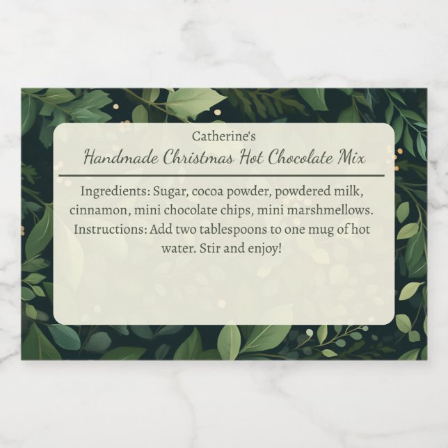Winter Greenery Christmas Hot Chocolate Mix  Lebensmitteletikett (Einzelnes Label)