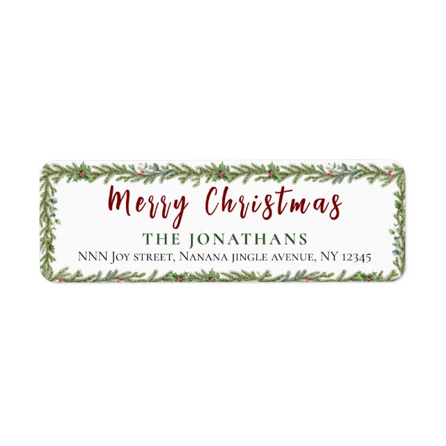  Winter Greenery Elegant Christmas Return Address (Vorne)