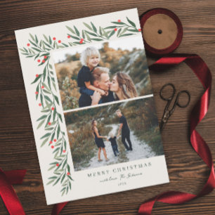 Winter Greenery Elfenbein 2 Foto Weihnachten Magnetkarte
