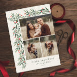 Winter Greenery Elfenbein 3 Foto Weihnachten<br><div class="desc">Diese elegante Winter Greenery Ivory 3 Foto Weihnachtskarte ist komplett anpassbar. Gewollt,  um noch mehr anpassen? Klicken Sie auf "Bearbeiten mit dem Entwurfstool". Dieses Design ist Teil einer Sammlung. Originelle Aquarellkunst von der Designerin Stacey Meacham bemalt.</div>