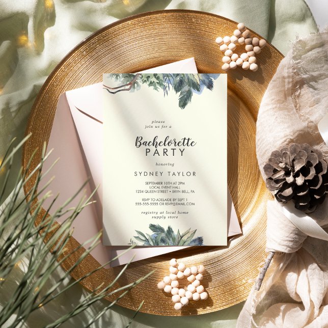 Winter Greenery | Elfenbein-Junggeselinnen-Abschie Einladung (Von Creator hochgeladen)