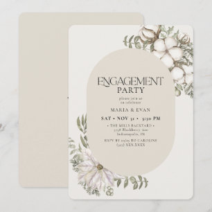 Winter Greenery Floral Oval ElfenbeinEngagement Pa Einladung