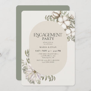 Winter Greenery Floral Oval Engagement Party Einladung