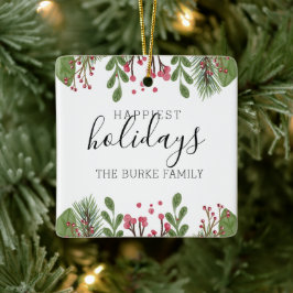 Winter Greenery Foliage Personalisiert Keramikornament